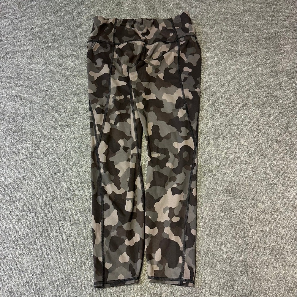 Athleta Leggings Womens Size M Grey Camo Lightning 7/8 Tight High Rise Pockets